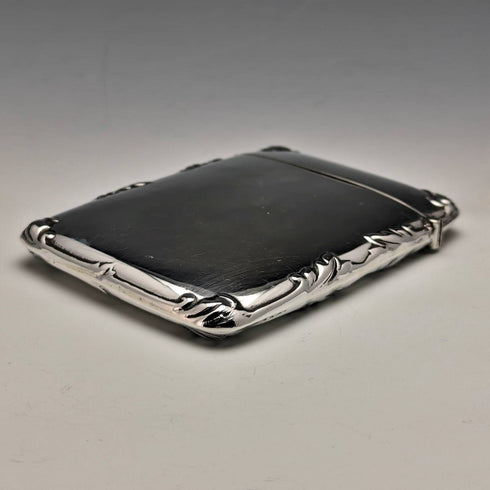 1910 British antique sterling silver mirror finish card case 79g EJ Trevitt